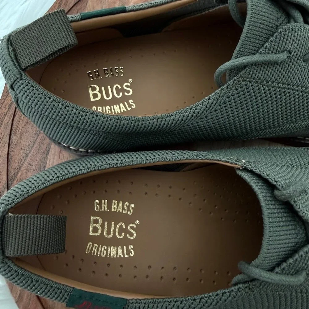 GH Bass Pasadena Knit Buck Mens 9.5M Army Green Oxford Shoes BAZ2B421 NIB